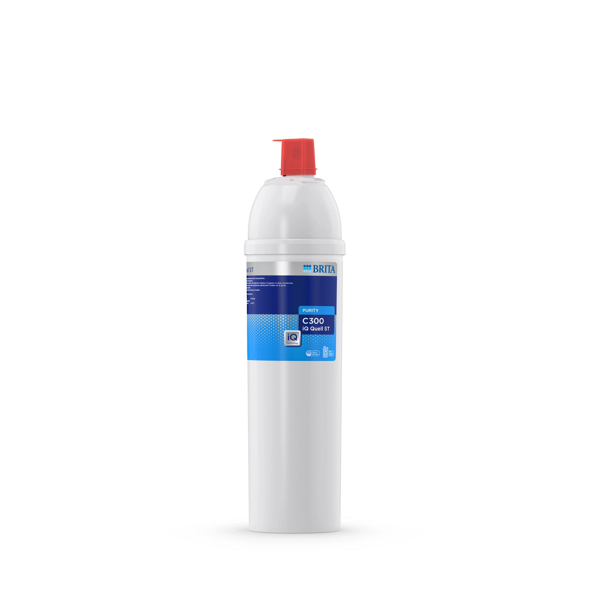 Filtro per l'acqua BRITA PURITY C300 iQ Quell ST su sfondo bianco.