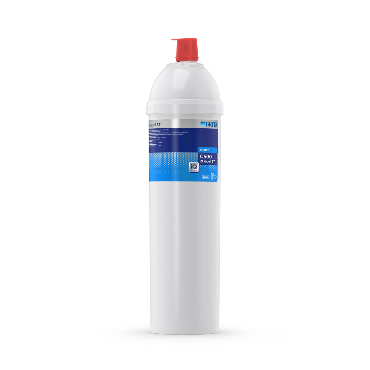 Filtro per l'acqua BRITA PURITY C500 iQ Quell ST su sfondo bianco.