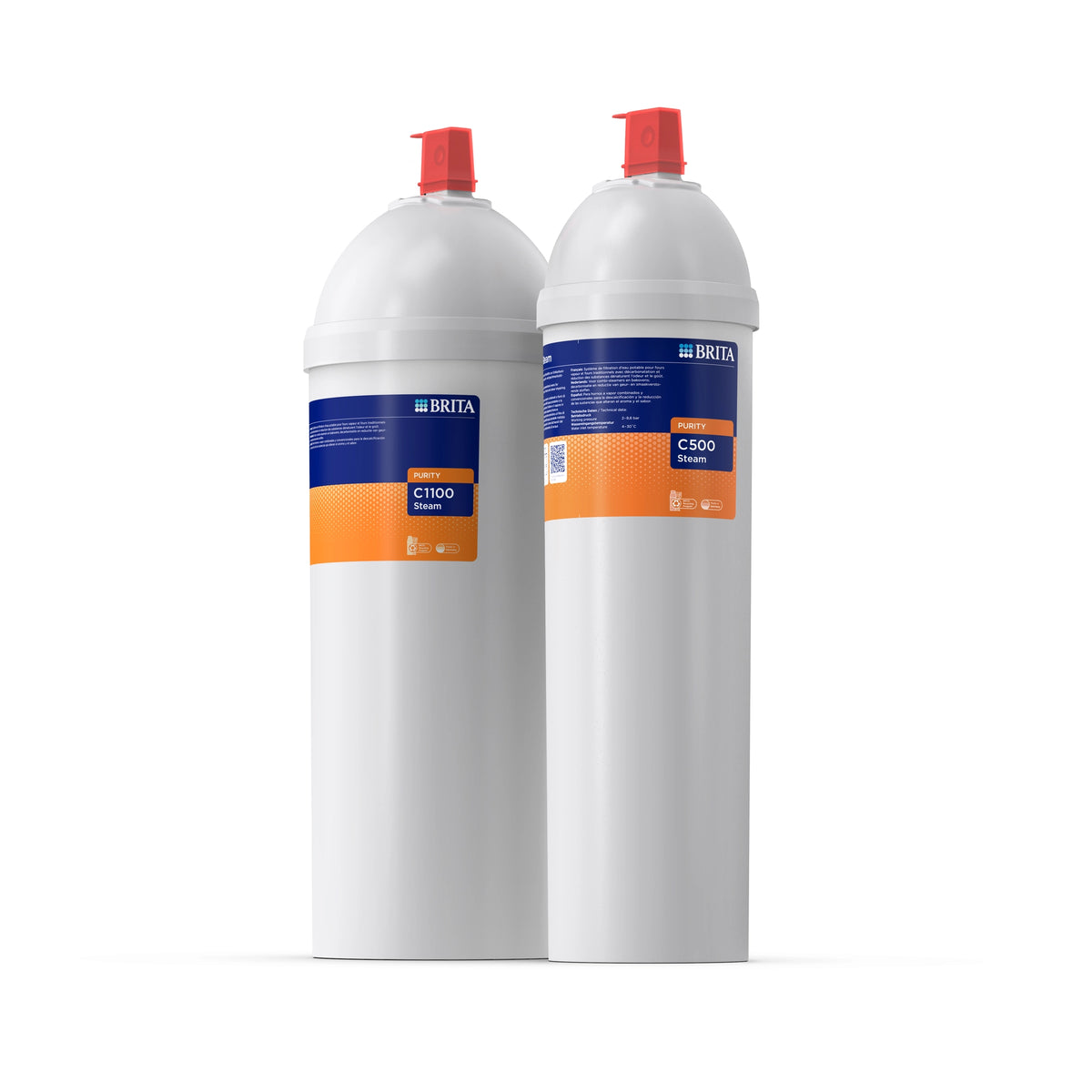 Set di filtri per l'acqua BRITA PURITY C Steam su sfondo bianco